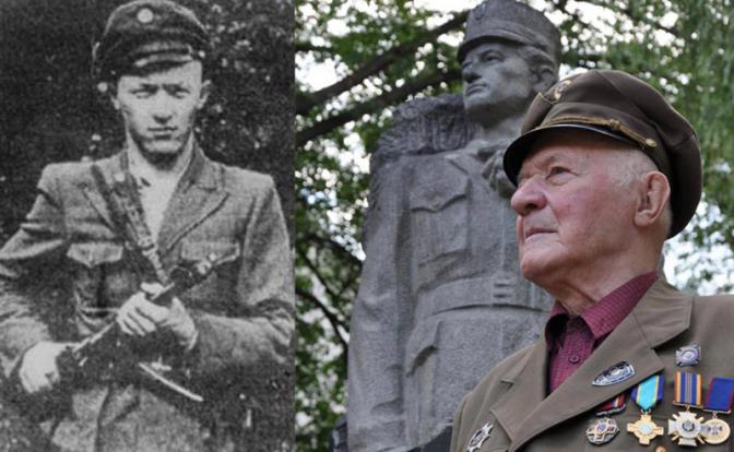 На фото:  Мирослав Симчич и памятник ему. Коллаж.