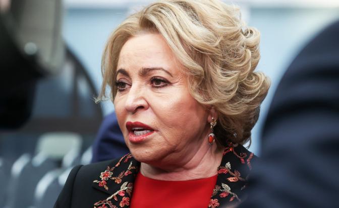 На фото: спикер Совета Федерации РФ Валентина Матвиенко после ежегодного послания президента РФ Владимира Путина Федеральному собранию РФ