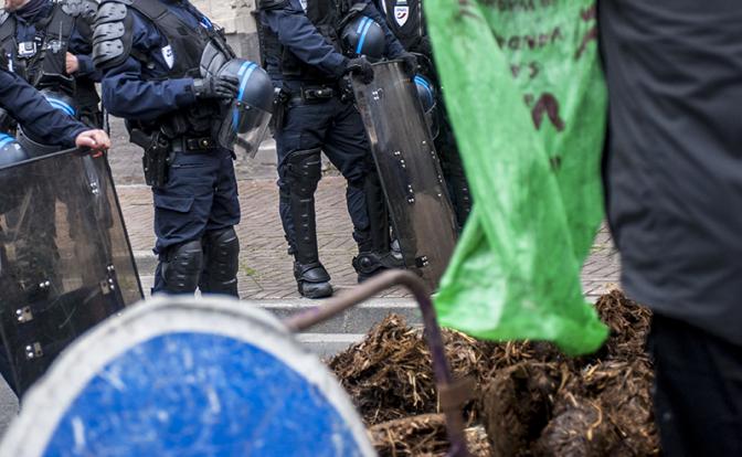 Во Франции фермеры в знак протеста завалили администрацию навозом