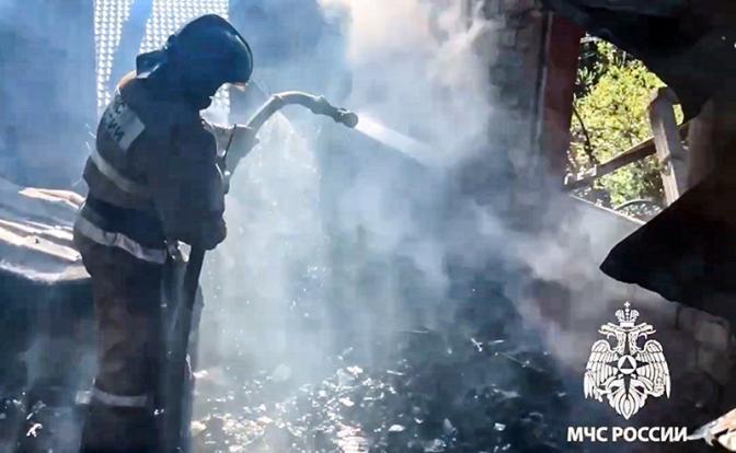 На фото: тушение пожара в СНТ "Снегирь" в Истринском районе.