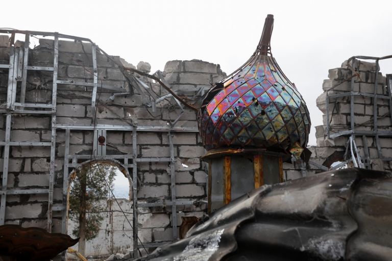 На фото: сгоревший купол церкви Анастасии Узорешительницы. 