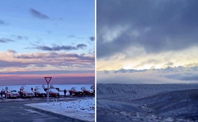 На фото: обсерватория Альма записала видео заснеженной пустыни Атакама, чего не было уже 10 лет.