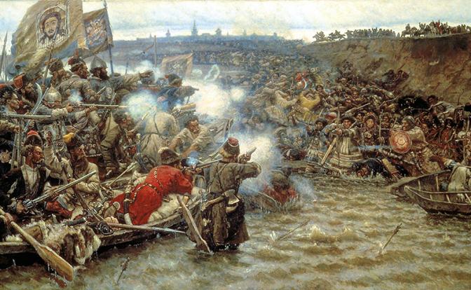 На фото: картина русского живописца Василия Сурикова «Покорение Сибири Ермаком»