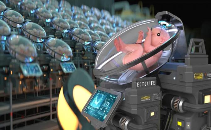 Концептуальное изображение «фабрики искусственных маток», задуманной йеменским молекулярным биологом Хашемом Аль-Гайли.