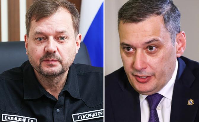 На фото слева направо: глава Запорожской области Евгений Балицкий и глава Курской области Александр Хинштейн