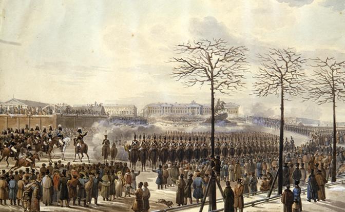 На фото: картирна Карла Кольмана «Восстание декабристов на Сенатской площади»