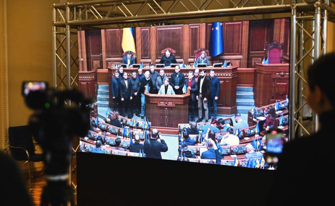 На фото: во время очередного пленарного заседания Верховной Рады, Украины.