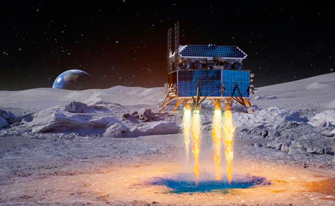 На фото: луноход, предназначенный для прожигания небольших отверстий в лунной поверхности для добычи льда. Лед будет использоваться для снабжения персонала будущих лунных баз водой. Предполагается, что устройство сможет собирать до 426 тонн льда в год.