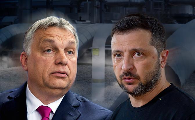 : На комбинированном снимке: премьер-министр Венгрии Виктор Орбан и президент Украины Владимир Зеленский (слева направо).