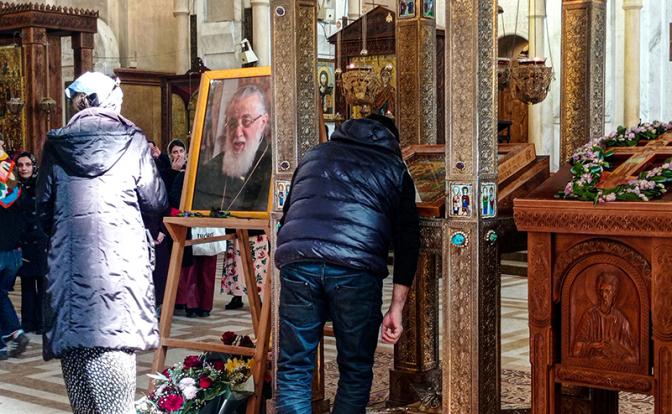 На фото: панихида по Католикос-Патриарху всея Грузии Илие II в кафедральном соборе Святой Троицы (Самеба).