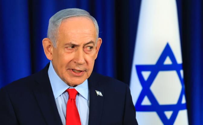 На фото: премьер-министр Израиля Биньямин Нетаньяху во время пресс-конференции.