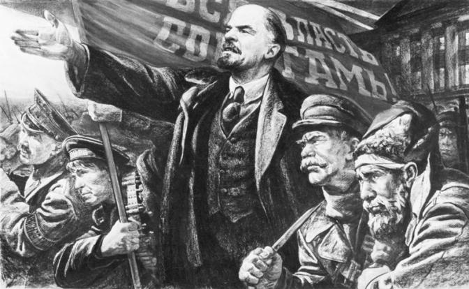 На фото: плакат "Да здравствует Великая Октябрьская социалистическая революция!" работы художника А. Кузнецова. Издательство ИЗОГИЗ.