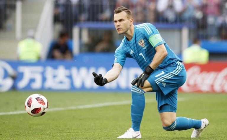 На фото: вратарь сборной России Игорь Акинфеев 