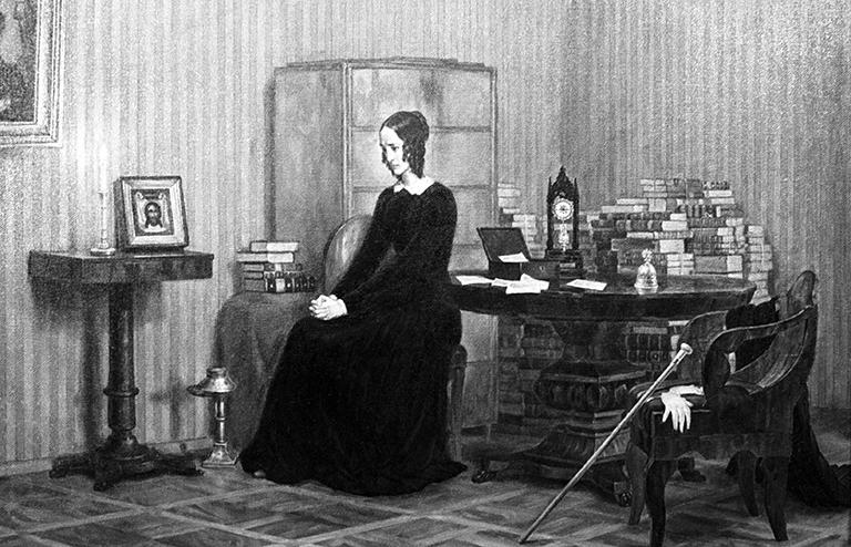 На фото: картина художника Александра Золотых "После дуэли", посвященная вдове А.С.Пушкина Наталье Гончаровой