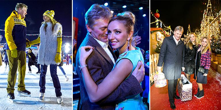 Пресс-секретарь президента РФ Дмитрий Песков и фигуристка Татьяна Навка с дочерью Александрой (фото справа)