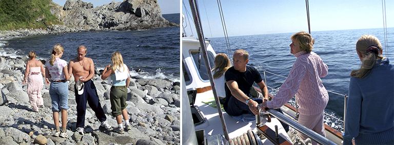 Президент РФ Владимир Путин с семьей на отдыхе во время морской прогулки, 2002 год