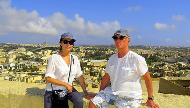 Михаил Задорнов с женой, 2016 год