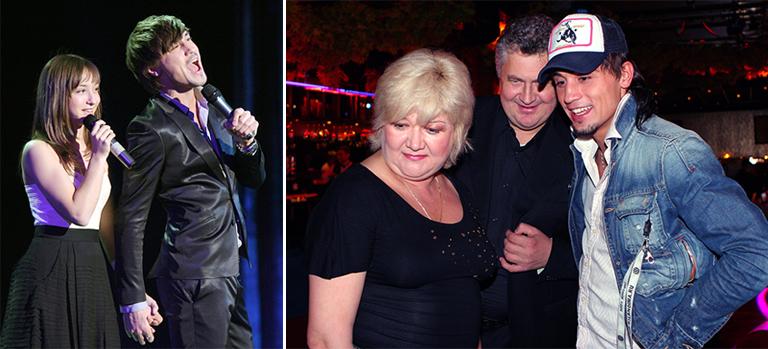 Певец Дима Билан с сестрой Анной Белан (слева) и родителями