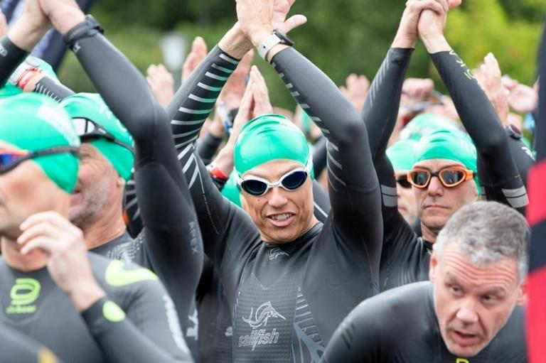 На фото: финский профессор, бывший премьер-министр, кандидат в президенты Александр Стубб во время мужского чемпионата мира Ironman 70.3, WM, Weltmeisterschaft, 27 августа 2023 года в Лахти, Финляндия.