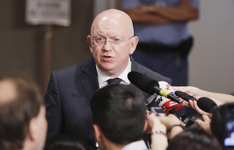 Новый постпред РФ при ООН Василий Небензя выступил перед журналистами в штаб-квартире ООН в Нью-Йорке 